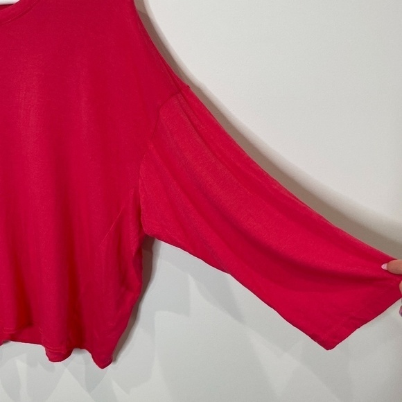 Sundry Pink Crop Oversized Top - Picture 3 of 5